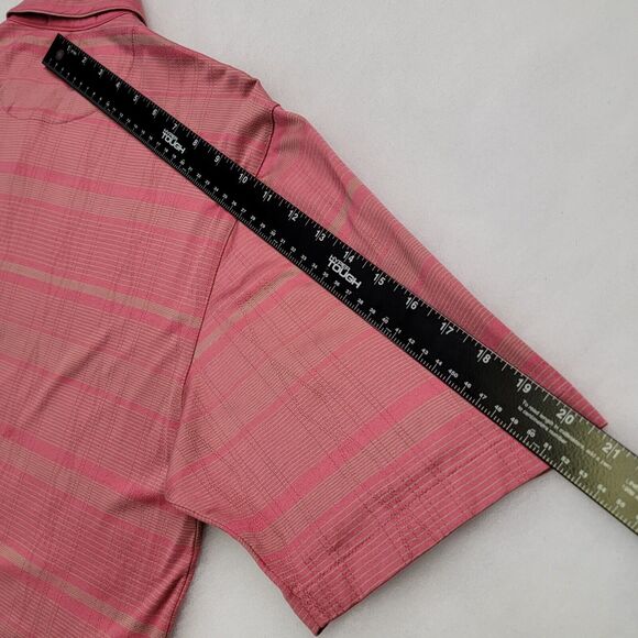 Nike Tiger Woods Stretch Fit Dry Moisture Wicking Striped M Pink Grey Polo Mens - Picture 13 of 16